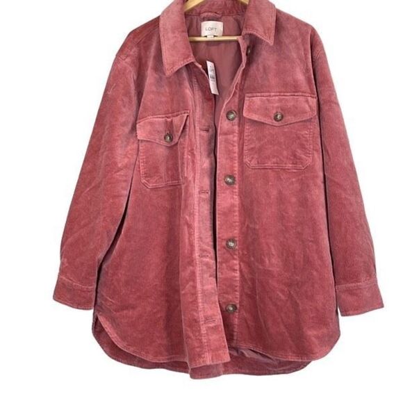 LOFT Salmon Pink Corduroy Shirt Jacket XL NWT - Picture 3 of 8